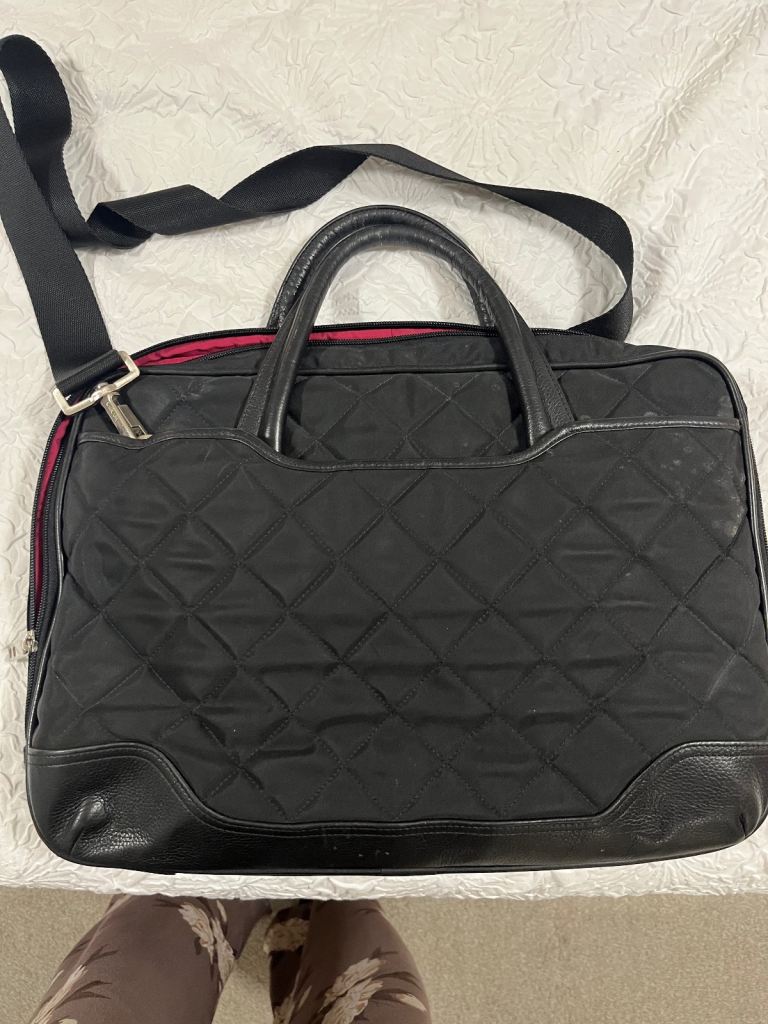 Knomo quilted and leather laptop bag