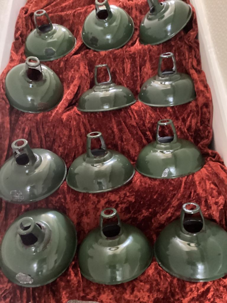 Vintage Coolicon Green Light Shades £50 each 
