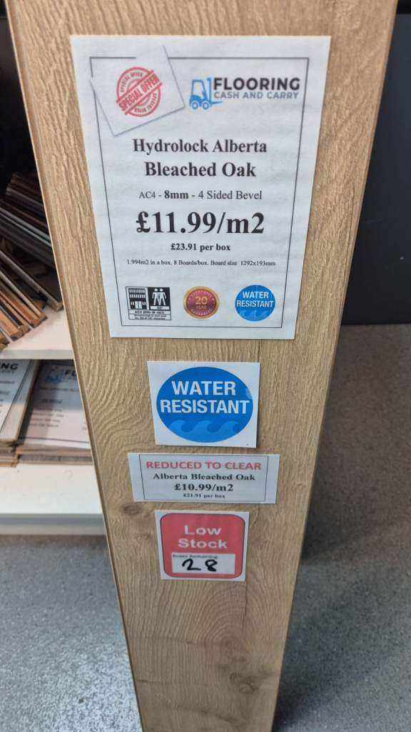 Hydrolock Alberta Bleached Oak 8mm AC4 Laminate Flooring