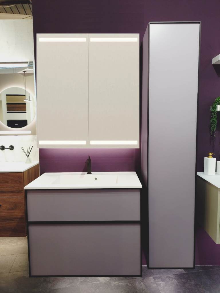 Dansani Luna 80cm Vanity Set Black Framed/Mauve Manufacturers display rrp £7468