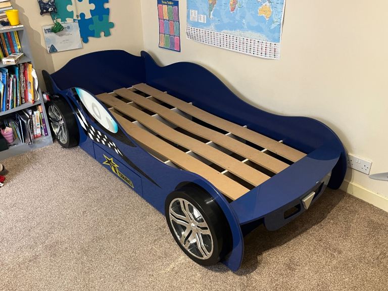 Kids Blue Racing car bed