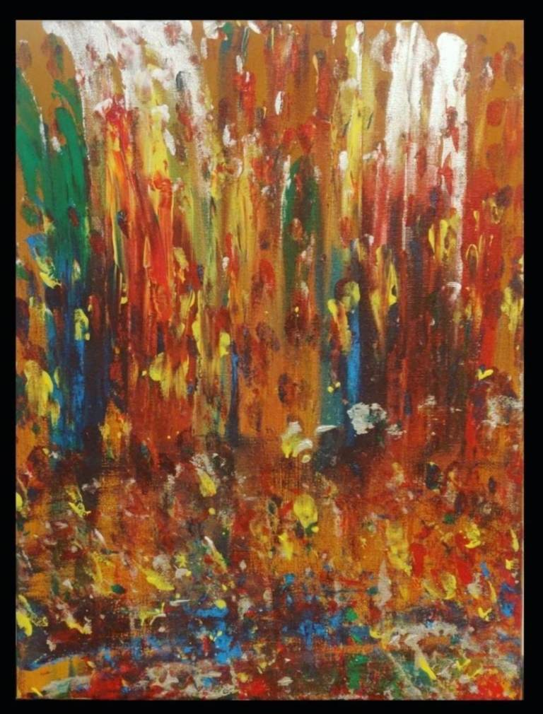 Vibrant Abstract Expressionist Painting - "Autumn Rain" - 20x16” Original