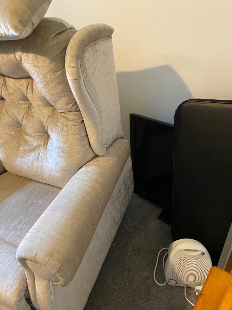 Comfortable Beige Fabric Armchair - Good Condition