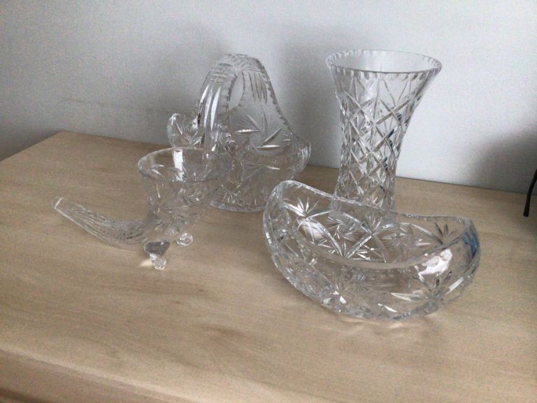 Four heavy crystal glass pieces - Bargain  - priced to sell 