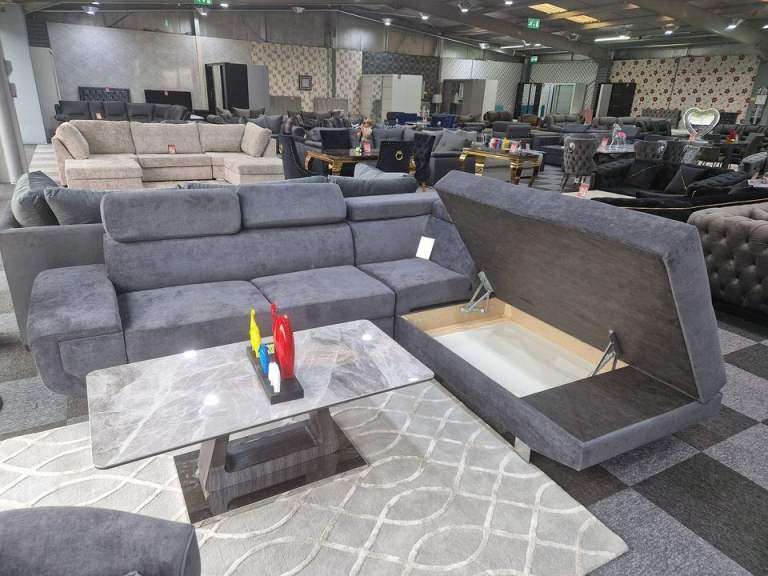 Artic Corner Sofa bed - L Shape LARGE Storage Corner Sofa Bed Grey - ORDER NOW SAME DAY 