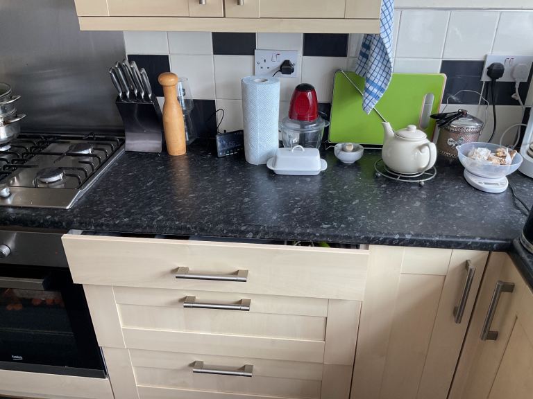 Kitchen units plus worktop for sale