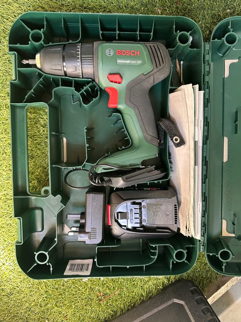 Bosch UniversalImpact 18V Cordless Drill + Battery, Charger & Full Accessory Set - £60