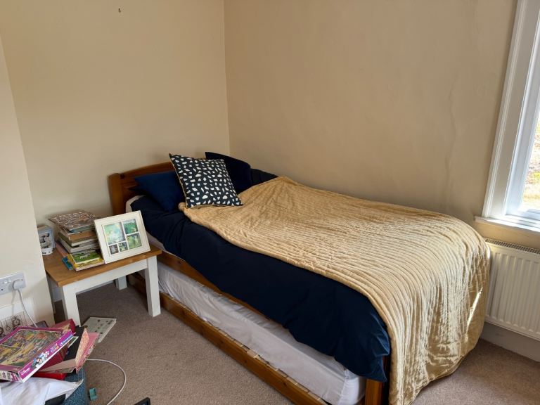 Single Wooden Bed Frame with Trundle - Good Condition