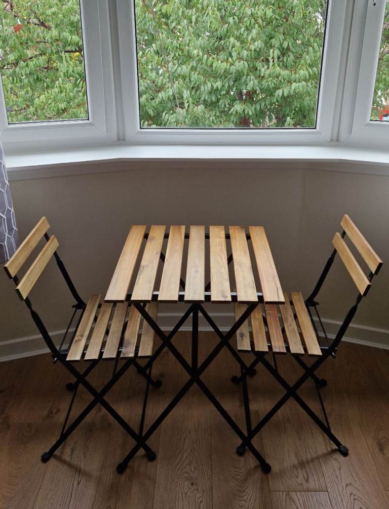 IKEA TÄRNÖ Table and 2 Chairs, Outdoor, Black/Light Brown, Like New