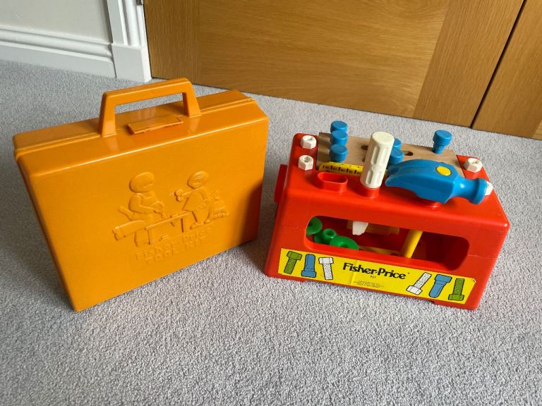 Fisher Price Toolkit and Workbench, and measuring tape 