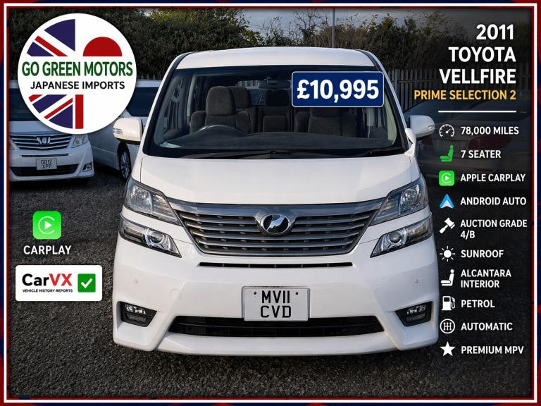 2023 Toyota Vellfire Prime Selection 2 Alcantara interior, ULEZ FREE, CarPlay, CarVX report MPV P...