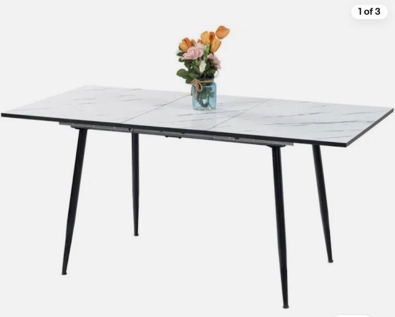 Whalen White Marble Stretch Table