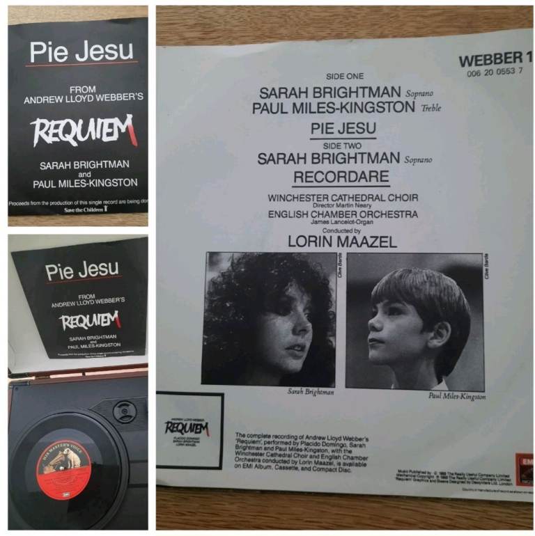 Pie Jesu From Andrew Lloyd Webber's Requiem 7" Single Record
