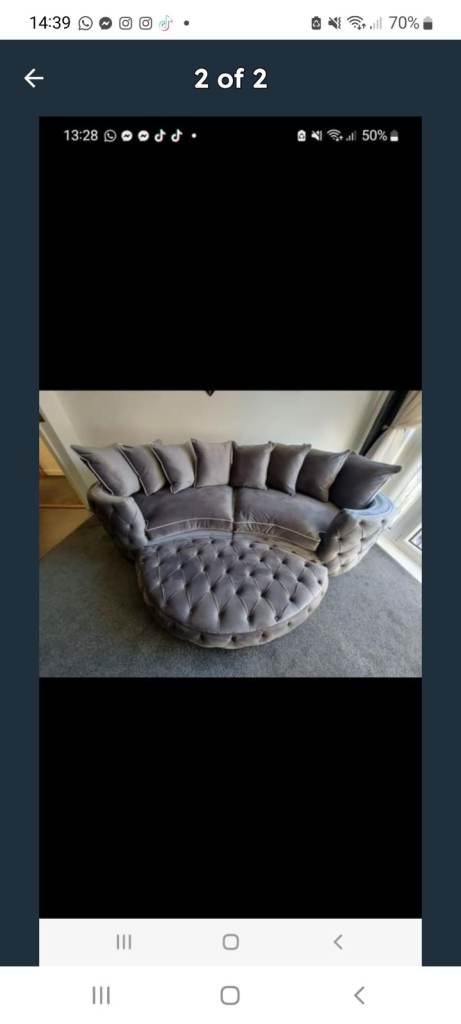 Curved sofa and stool