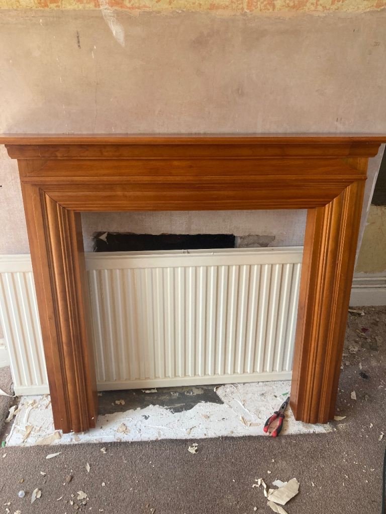 Wood fireplace surround mantle piece 
