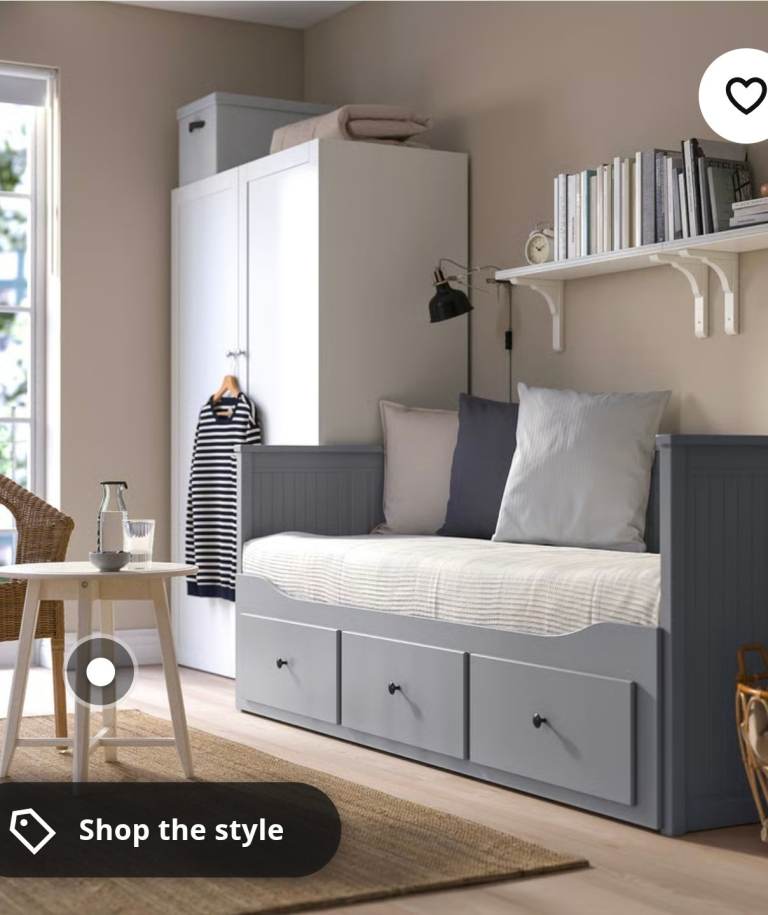 IKEA HEMNES Grey Day-Bed Frame with 3 Drawers – 80x200cm