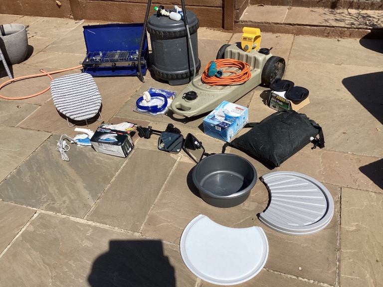 Large Camping Gear Bundle – Water Carriers, Hob, Iron, and More