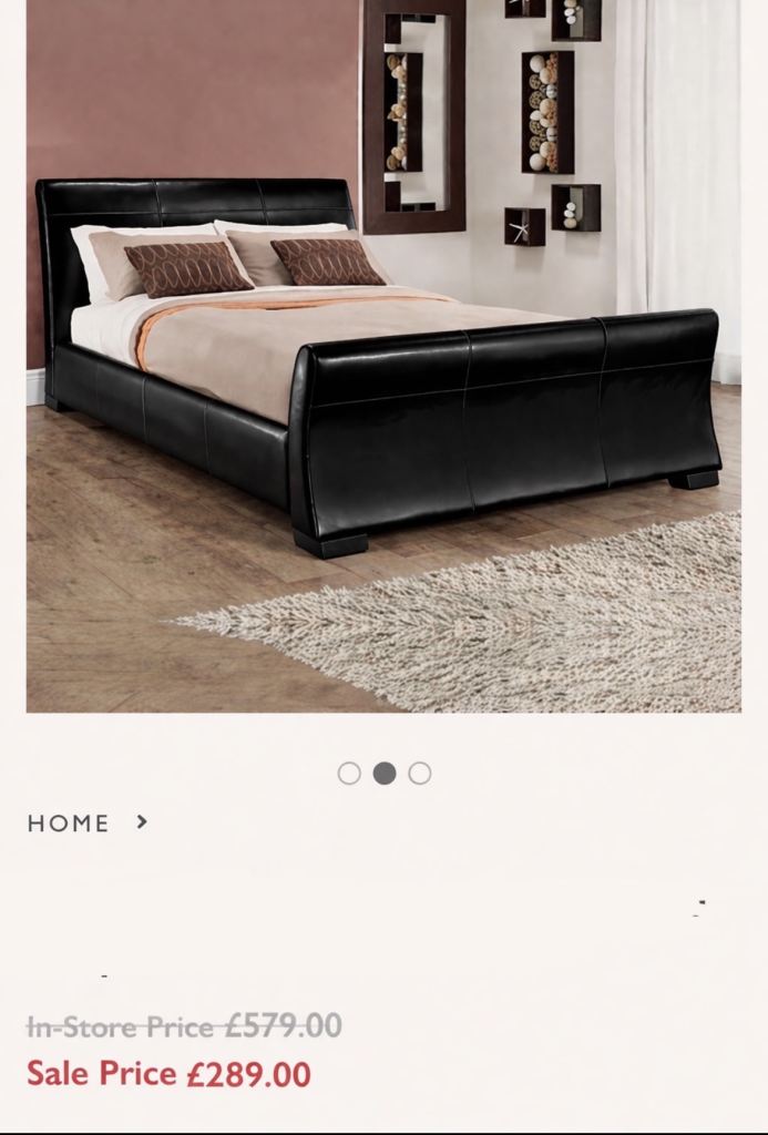 King Size Real Leather Bed + Orthopaedic Mattress – Great Condition