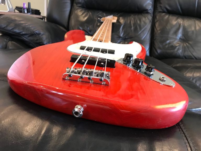 Fender American Jazz Bass Guitar® 2002, Maple Fingerboard, Sunset Orange Transparent (rare finish)