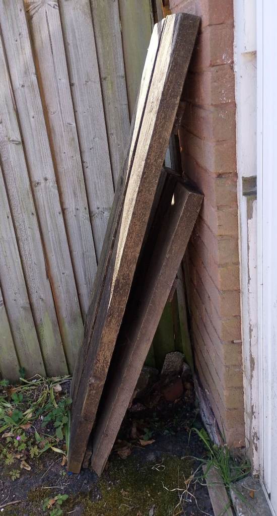 Two wooden wheelbarrow ramps