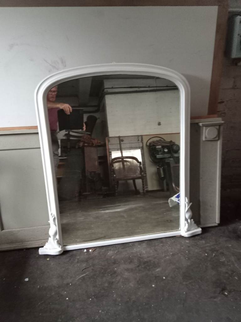 Arched White Framed Mirror – Good Condition