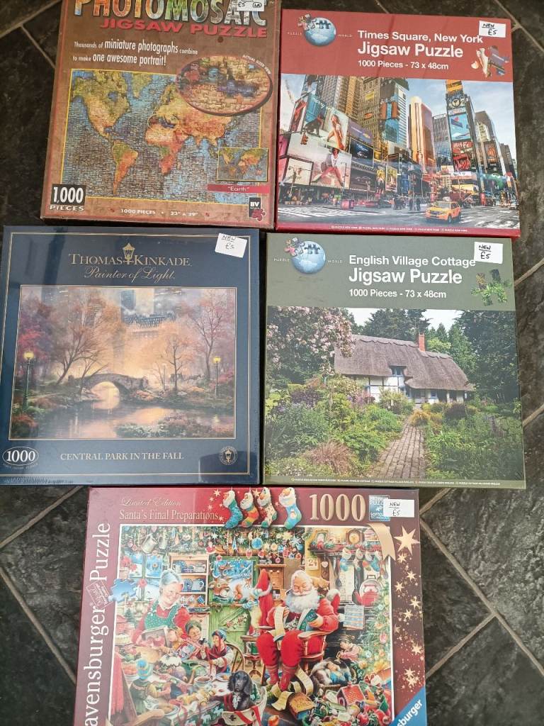 BRAND NEW in Cellophane 5 x 1000 pc Jigsaw Puzzles £5 EACH, make ideal xmas gift in Cornwall PL7