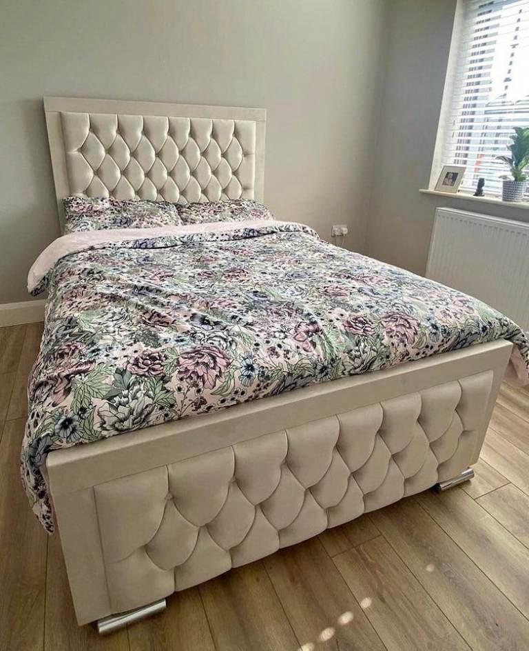 image for ]] Hilton Beds = Double Plush Velvet Heaven Bed - Optional Mattress For Sale = Cash On Delivery ]]