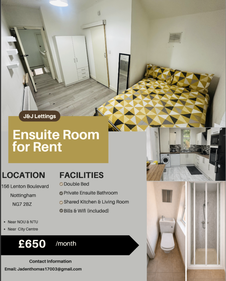 Ensuite Room for rent on Lenton Boulevard 