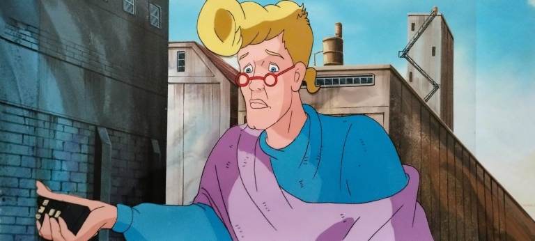 Original Production Cel and Background from the cartoon THE REAL GHOSTBUSTERS by Animation Studios