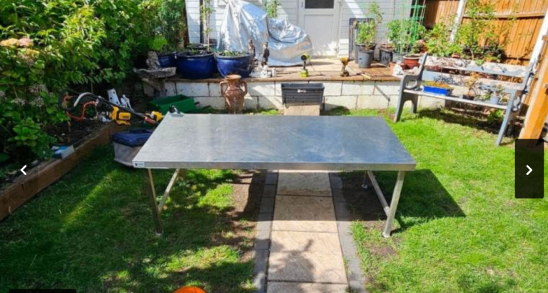 Metal Takeaway Restaurant Table 160 x 70 cm – Good Condition