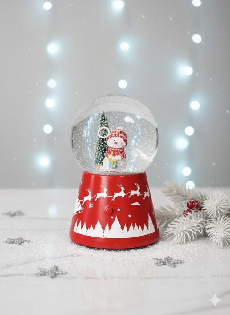 Christmas snow globe with glitter and led light