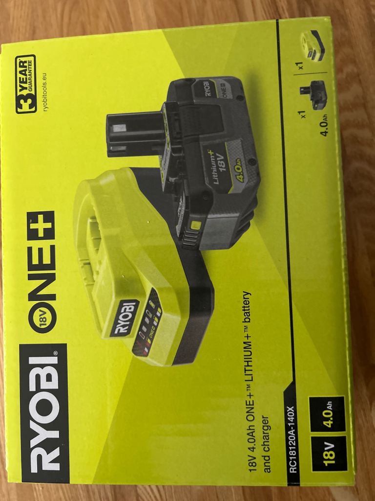 Ryobi 18v 4Ah one+ lithium battery and charger 