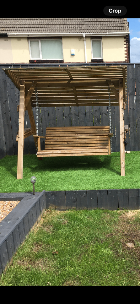 Wooden garden swing