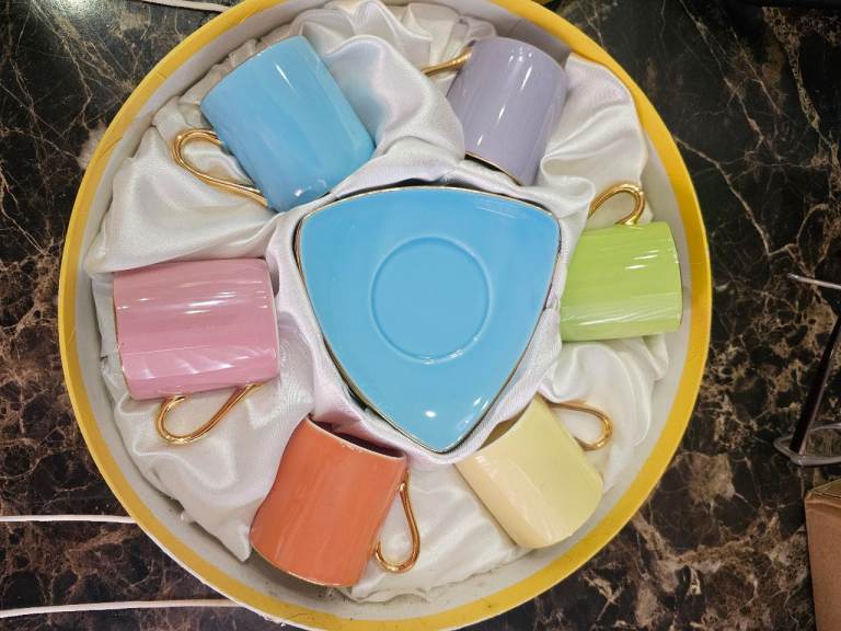 New Ceramic Tea/Coffee Cup & Saucer Set – Multicoloured