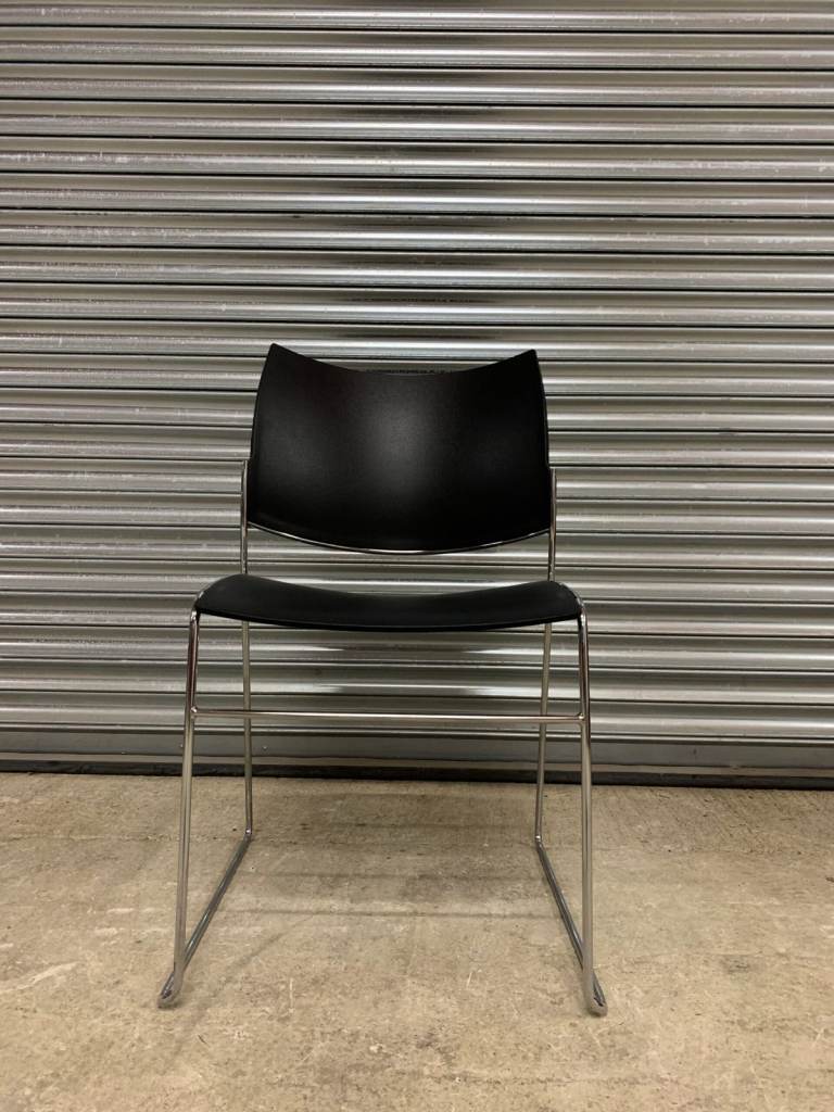 Black Stacking Meeting Chair with Polypropylene Seat & Back Chrome Legs - 2OOF-CH-5098