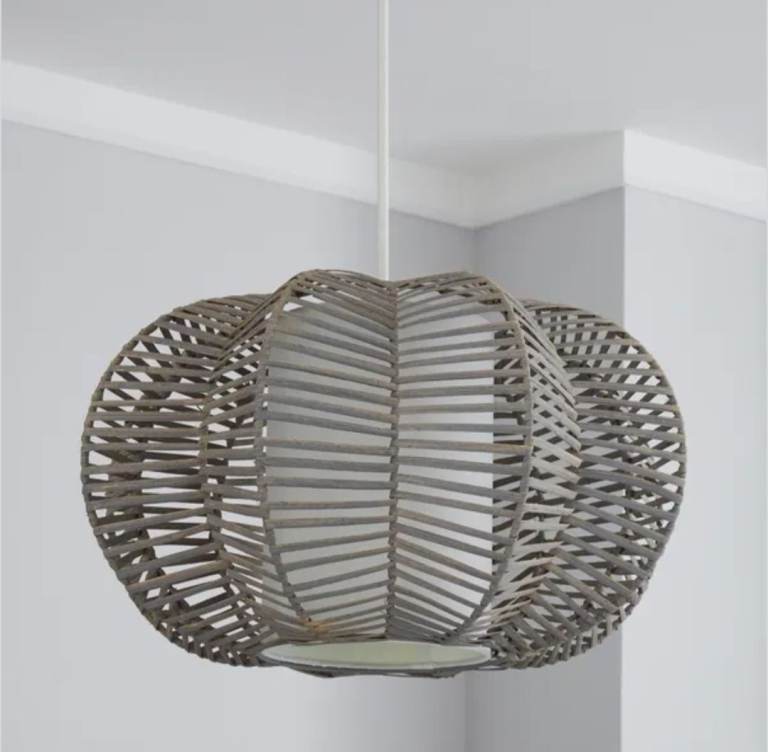 Dunelm Weave Wicker Natural Easy Fit Pendant Shade grey