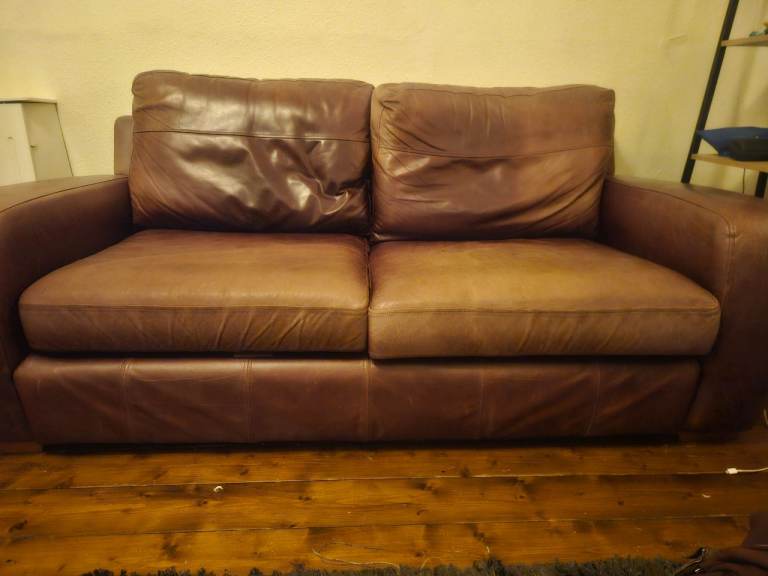 Brown leather couch