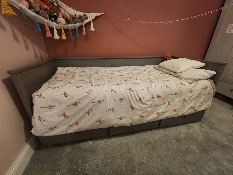 Grey Ikea Day Bed with Storage Drawers – Good Condition