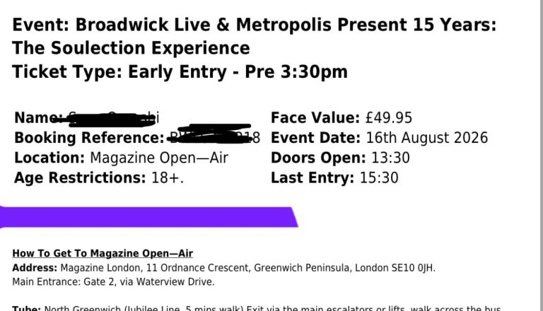 Soulection Experience Early entry 16th August 
