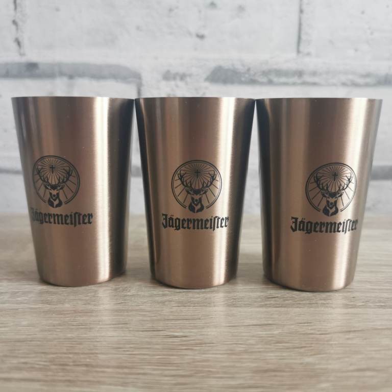 Jagermeister metal shot glasses 3x 