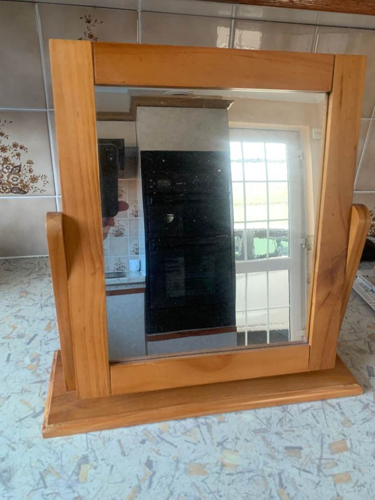 Wooden Frame Tabletop Mirror – Good Condition
