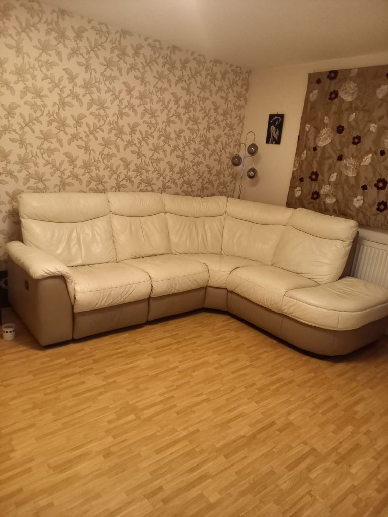 DFS Cream 100% Leather Corner Sofa