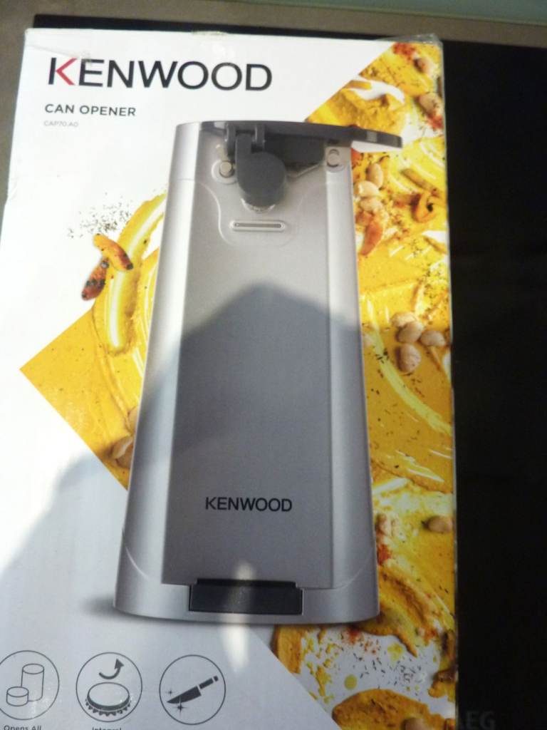 Kenwood Electric Can Opener Silver 3-in-1 Knife Sharpener & Bottle Opener Silver