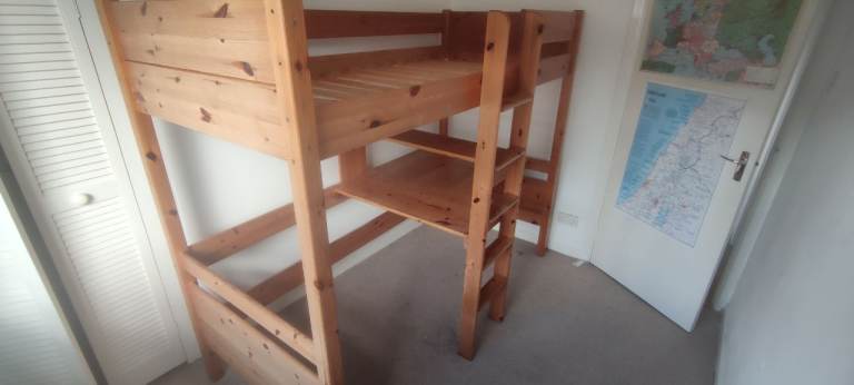 Child / teen single high sleeper bed, Stompa. Without mattress
