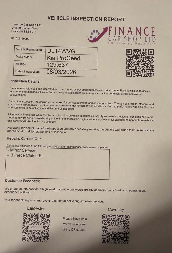 2014 Kia Pro Ceed 1.6 CRDi EcoDynamics SE Euro 5 (s/s) 3dr HATCHBACK Diesel Manual