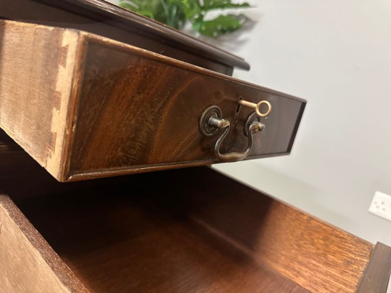 Large Antique Style Captains Bankers Desk Green Leather Twin Pedestal Partners #32