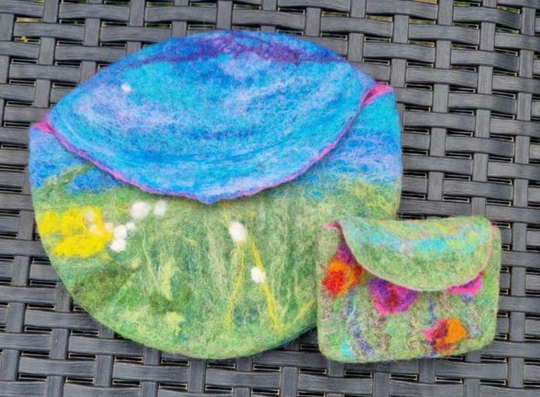 Handmade Felt Pouch and Small Card Holder