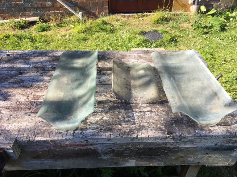 Vintage glass pan tiles two long & one short