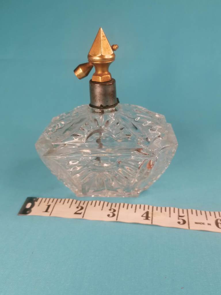 Vintage Crystal Cut Glass Perfume Bottle Atomizer. As seen.