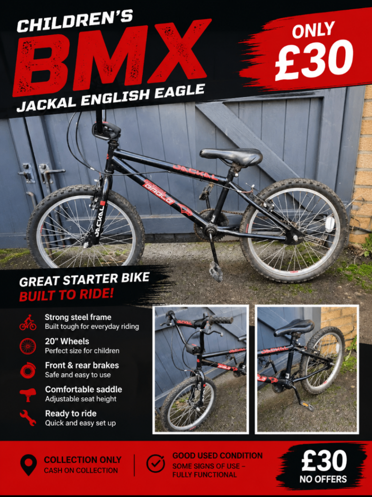 Jackal English Eagle Children's Black BMX Bike 20" Wheels